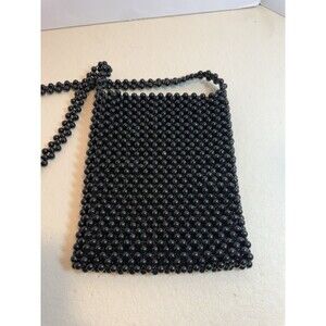 Vintage Black Beaded Purse | Hand Beaded Evening Shoulder Bag
